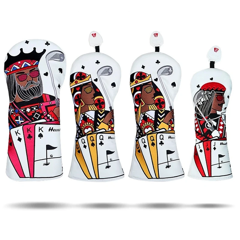 Golf Wood Head Covers, Poker Club, King, Queen, Knight  ，Driver, FW UT, 1, 3, 5 UT, Headcover Protective, New