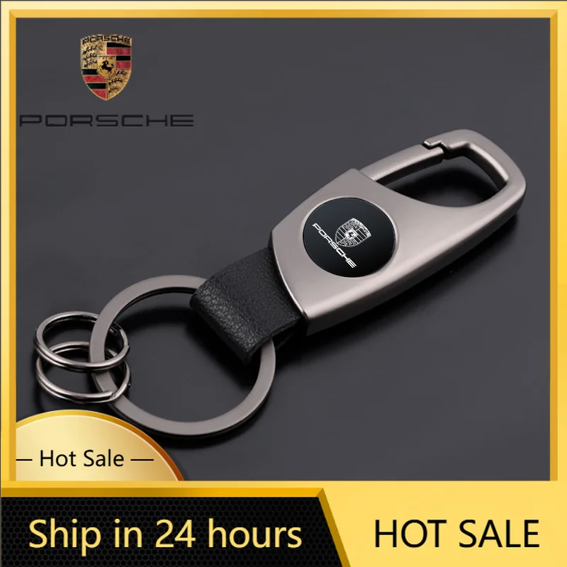 

For Porsche Cayenne Panamera Macan 911 Alloy Leather Car Keychain Ornaments Gifts Keyring Key chain For Porsche Panamera Cayenne