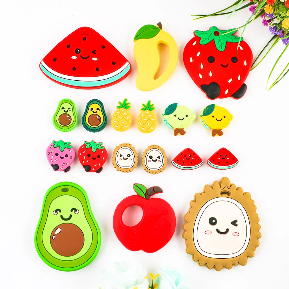

1/5/10Pcs Mini Fruit Silicone Beads For Jewelry Making DIY Pacifier Chain Jewelry Accessories Food Grade Pendants Pacifier Beads