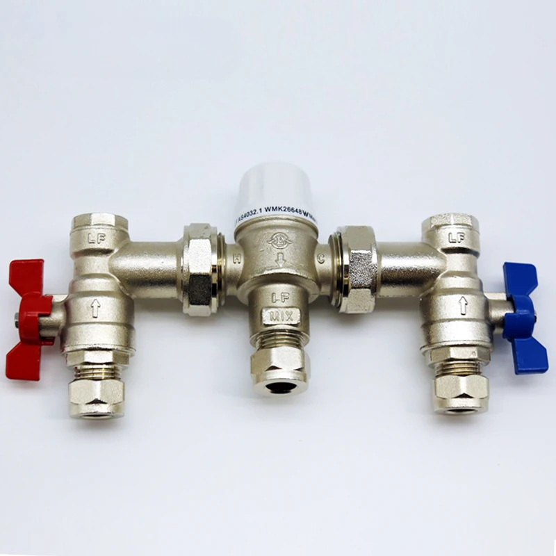 

Professional OEM thermostatic mixing valve with lead-free copper for bathroom temperature control and angle structure