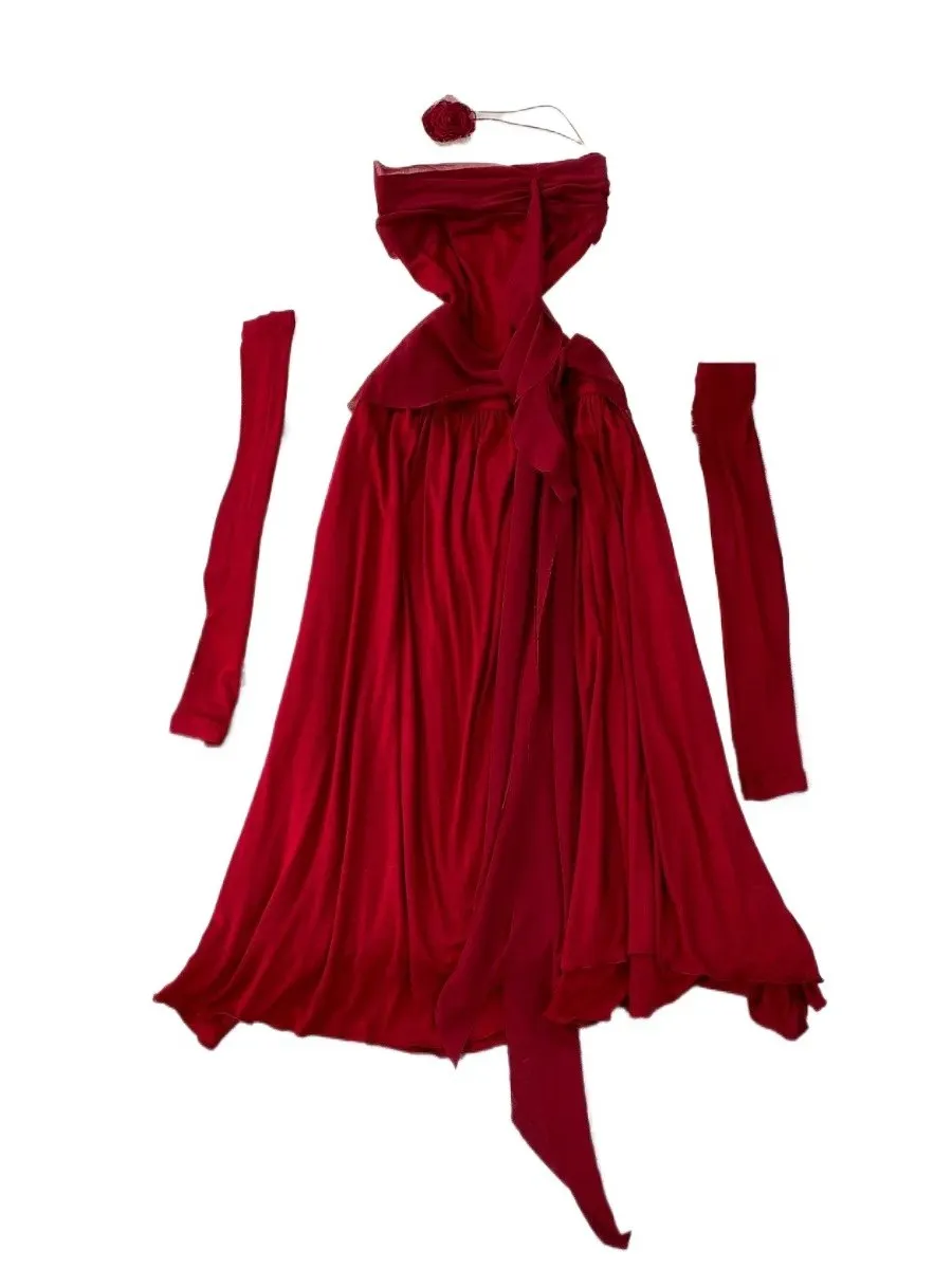 Foamlina 女性エレガントな 3D 花ビスチェドレスハイウエストタイバックスリムフィットマキシドレス長袖エレガントなパーティードレス