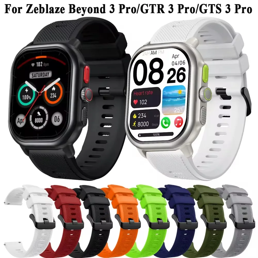 22mm Silicone Strap For Zeblaze Stratos 2 /GTS 3/Ares 3 Pro/Beyond 3 Pro/Vibe 7 Pro/Btalk 3 Pro Watch Band Wristband Accessories