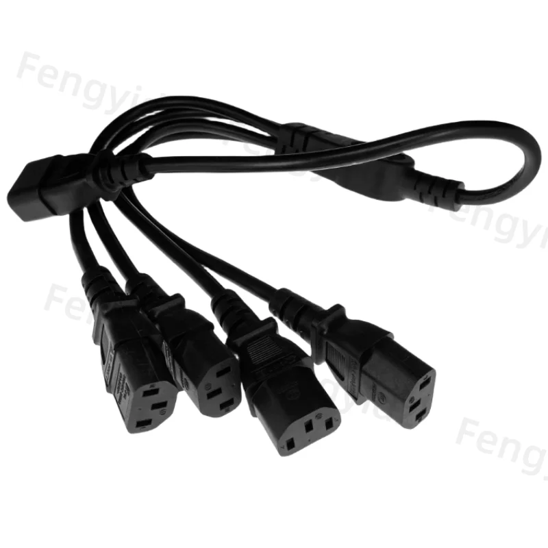 1 pcs High Quality IEC 320 C14 Male Plug to 4XC13 Female Y Type Splitter Power Cord , C14 to 4 x C13, 250V/10A