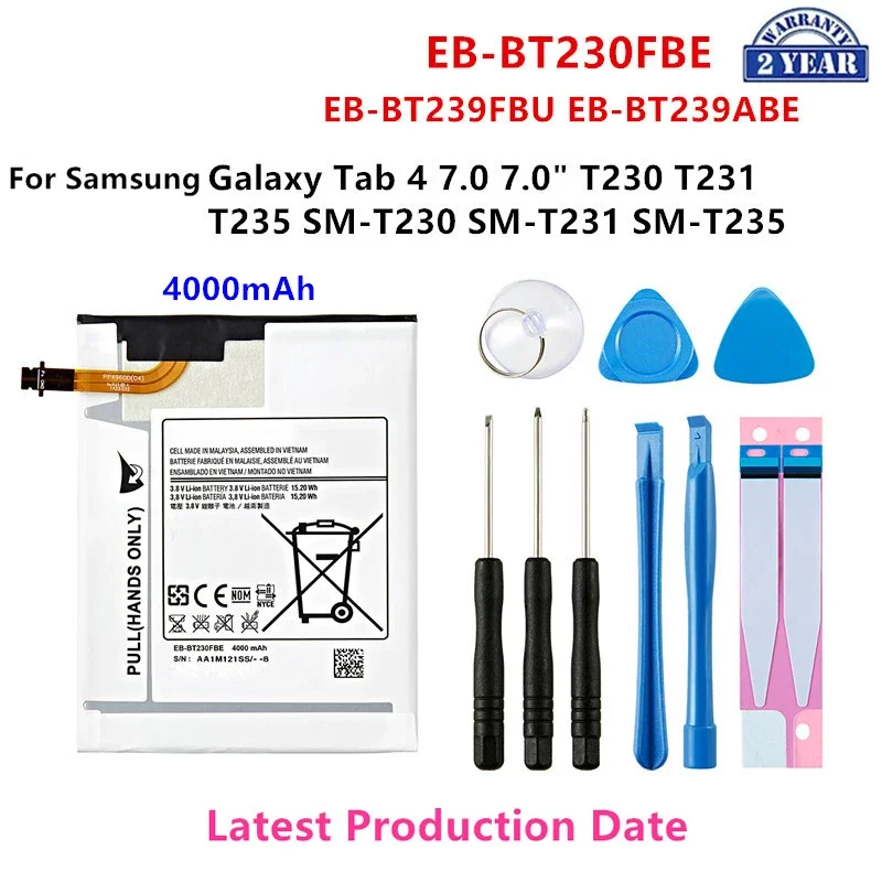 Brand New Tablet EB-BT230FBE EB-BT239FBU EB-BT239ABE 4000mAh Battery For Samsung Galaxy Tab 4 7.0" SM-T230/T231/T235+Tools