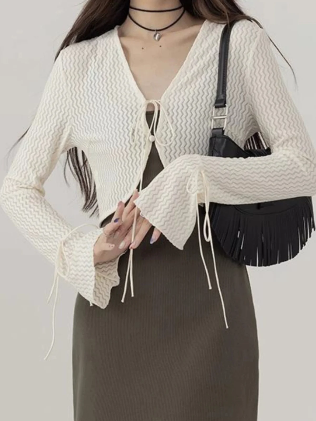 

Women's Lightweight Sun Protection Open Cardigan Design Sense Belted Dr Outerwear Summer awl Small Cannon Jaet