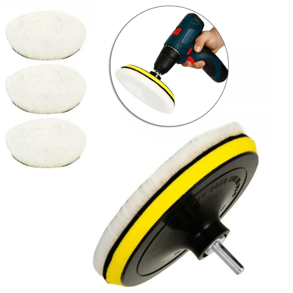 

5pcs Set Car Buffing Polishing Pads 6 Inch Car Polisher Drill Wool Wheel Mop Repairing Cleaning Kit With Handle Plate