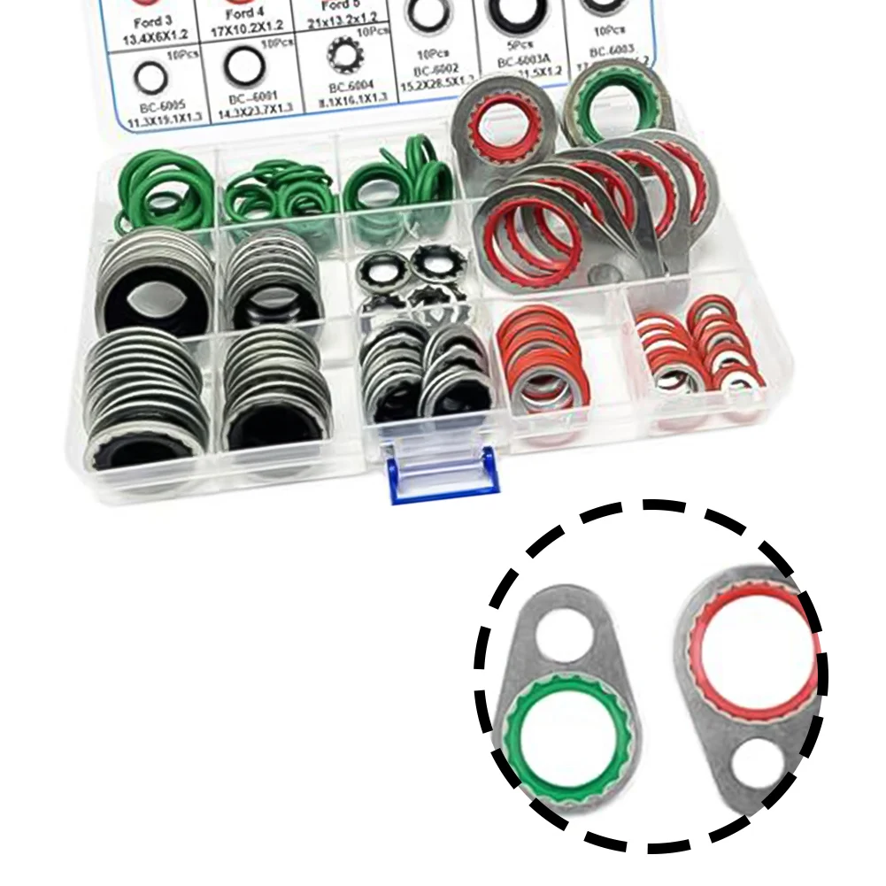 Reliable Gasket Performance Kit AC O Ring Kit Auto AC Spacers AC O Ring Kit Carbon Steel Construction For AC System Leaks