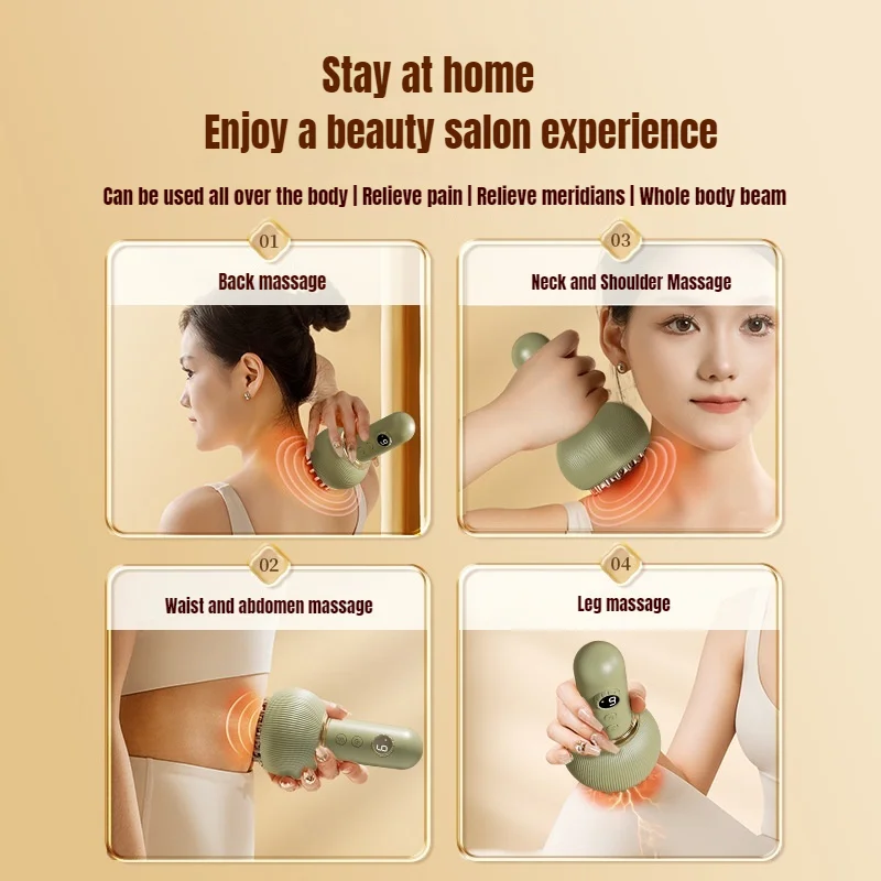 Spazzola meridiana elettrica Strumento per raschiare ricaricabile Spazzola per massaggio meridiano con draga per pancia sottile