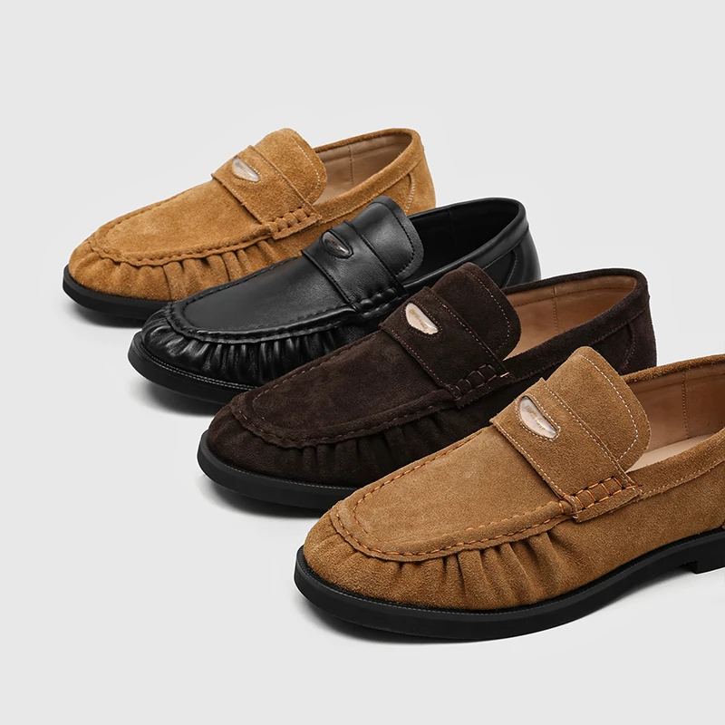 Summer New Men Frosted Pleated Lazy Leisure Loafers Using Exquisite Stitching Breathable Comfortable Soft Daily Commuting Shoes