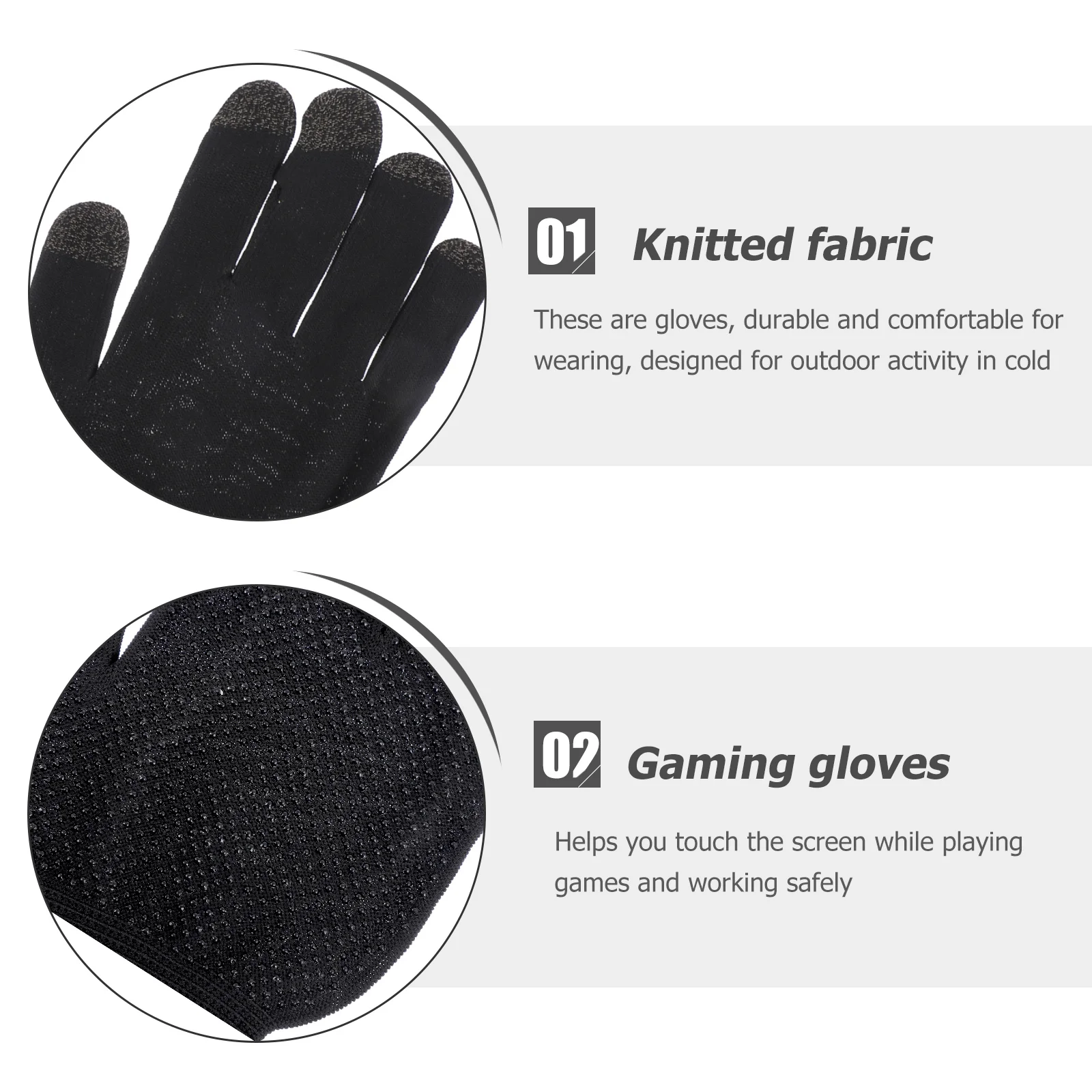 زوجان من قفازات الألعاب التي تعمل باللمس، أطراف أصابع مضادة للعرق، مريحة مناسبة لألعاب الهاتف المحمول، وحماية من الطقس البارد #4