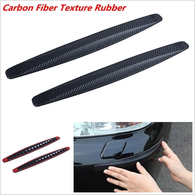 2pcs Black Universal Carbon Fiber Texture Anti-rub Protector Car SUV Bumper Edge Guard Strip Car Exterior Decoration Accessories