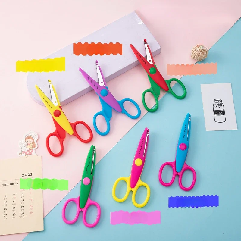Color Scissors Handmade Diy Album Scissors Child Safety Kindergarten Fun Round Photo Scissors