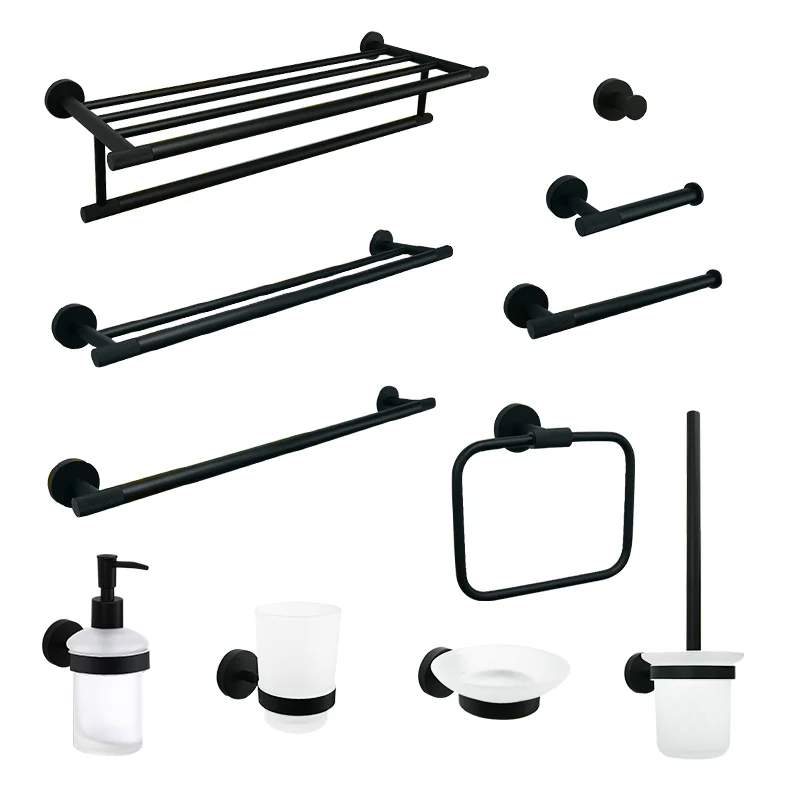 

Bathroom Accessories Towel Rack Shelf Ring Toilet Brush Holder Paper Holder Robe Hook Soap Dish Bathroom Hardware