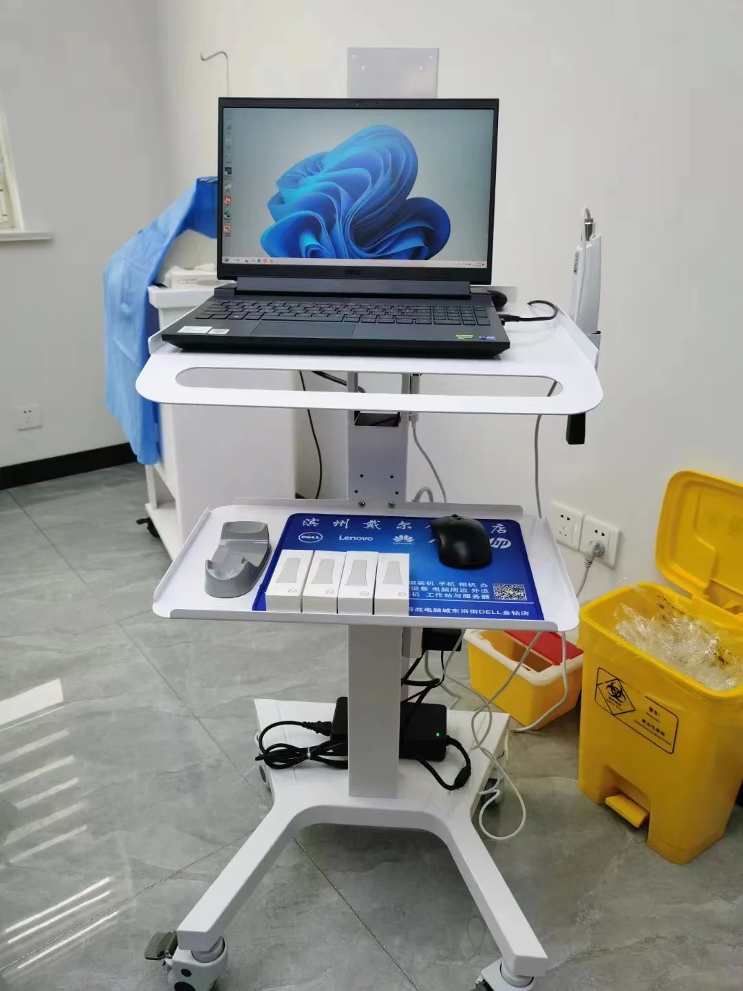 Mobile Dental oral Scanner Cart Intraoral Scanner Trolley Tool Cart With Bracket Tray Hoder