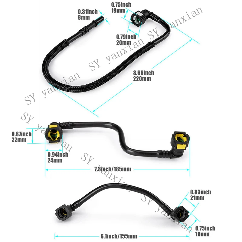 SY+ Set of 3 For Mercedes W163 ML320 ML430 ML55 AMG V6 V8 Fuel Filter Hose Lines Kit