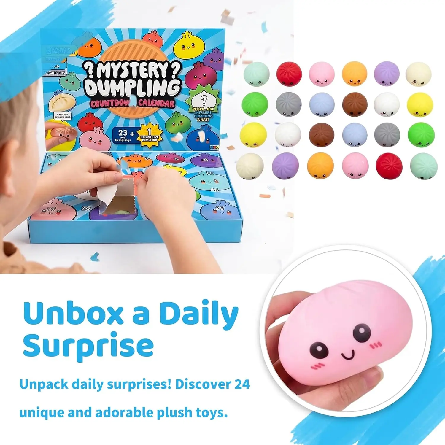 24PCS Random Blind Box Surprise Dumpling Squishies Sensory Stress Relief Fidget Toy Ideal for Holiday Countdowns Birthday Gifts image 5