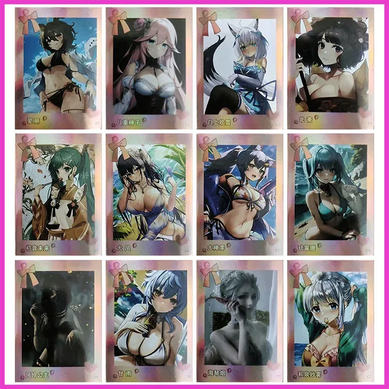 

Anime Goddess Story Rare Refractive Flash Cards Elli Yae Miko Shirakami Fubuki Toys for boys Collectible Cards Birthday Gifts