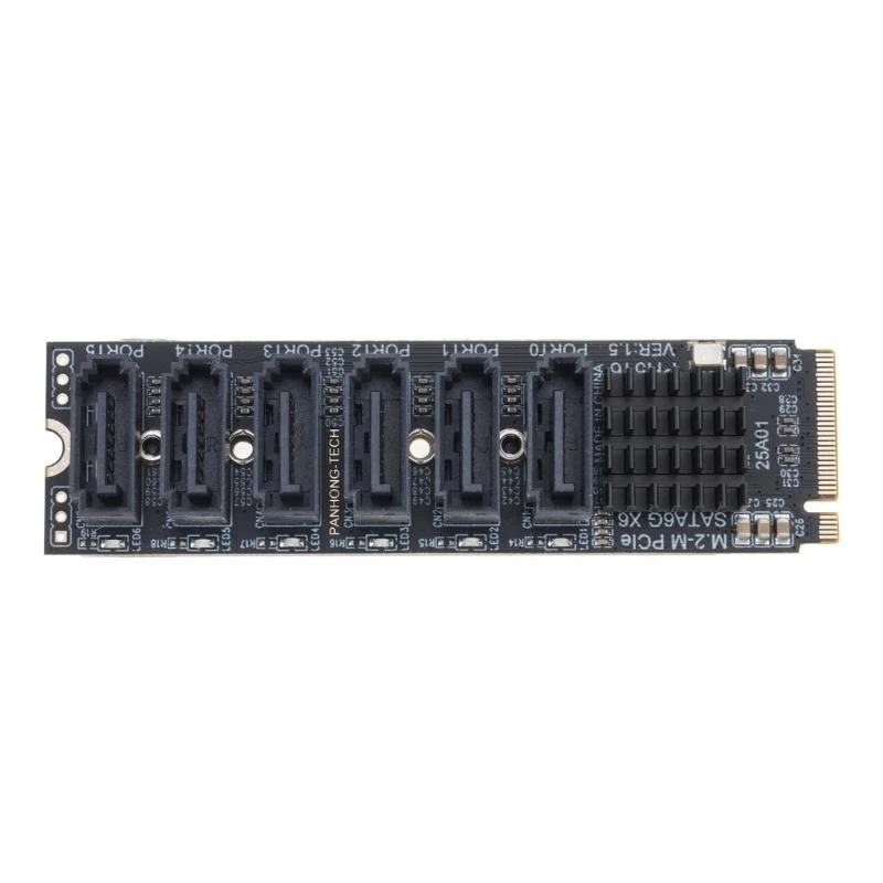 

31BA 6-Port for M.2 PCIE Riser Card NVME to Sata3.0 Expansion Card ASM1166 6G