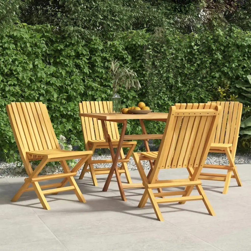 4-teiliges klappbares Terrassenstuhl-Set – massives Teakholz, 18,5 x 18,5 x 35 Sitzgelegenheiten für den Außenbereich