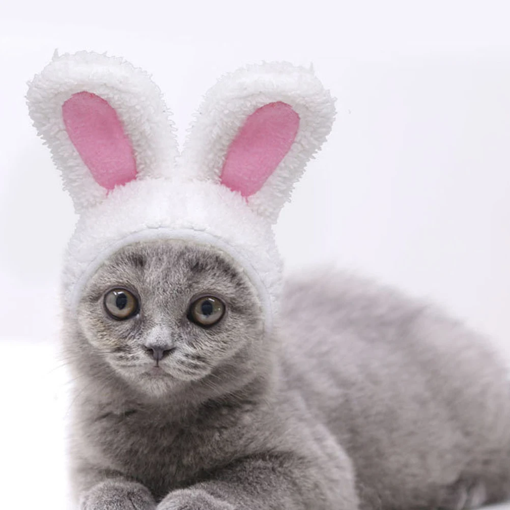 قبعة أذن أرنب لطيفة قابلة للتعديل، أغطية رأس أرنب للحيوانات الأليفة، غطاء رأس ناعم لحفلات القطط، أزياء الهالوين وعيد الفصح #4