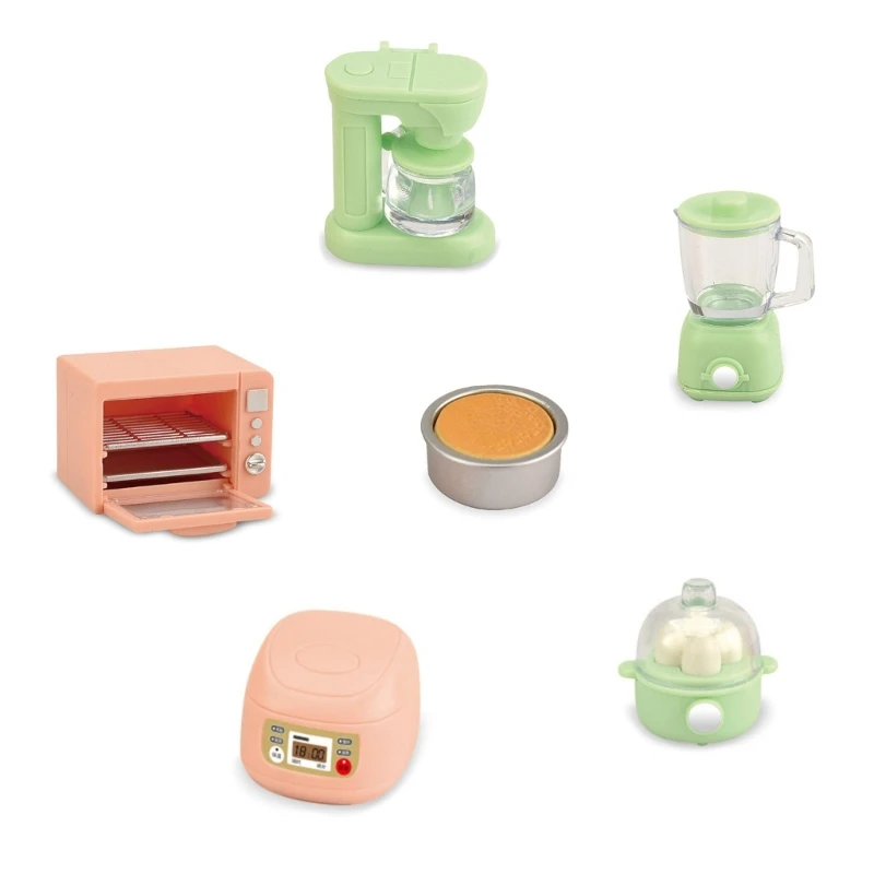 New DollHouse Cooker Model Set Kitchen Cookware Model Accessories Teenager Girls Dollhouse Oven Pretend Playset