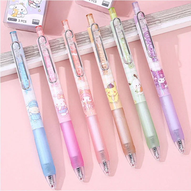 

36pcs/lot Sanrio Kuromi Melody Kitty Press Gel Pen Cute 0.5mm Black Ink Neutral Pens Promotional Gift Office School Supplies