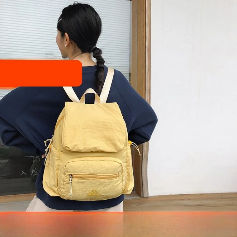 Fashionable Dual-Shoulder Bag in Cream Yellow Large Capacity Travel Bag for Men And Women Suitable for Short Trips And School