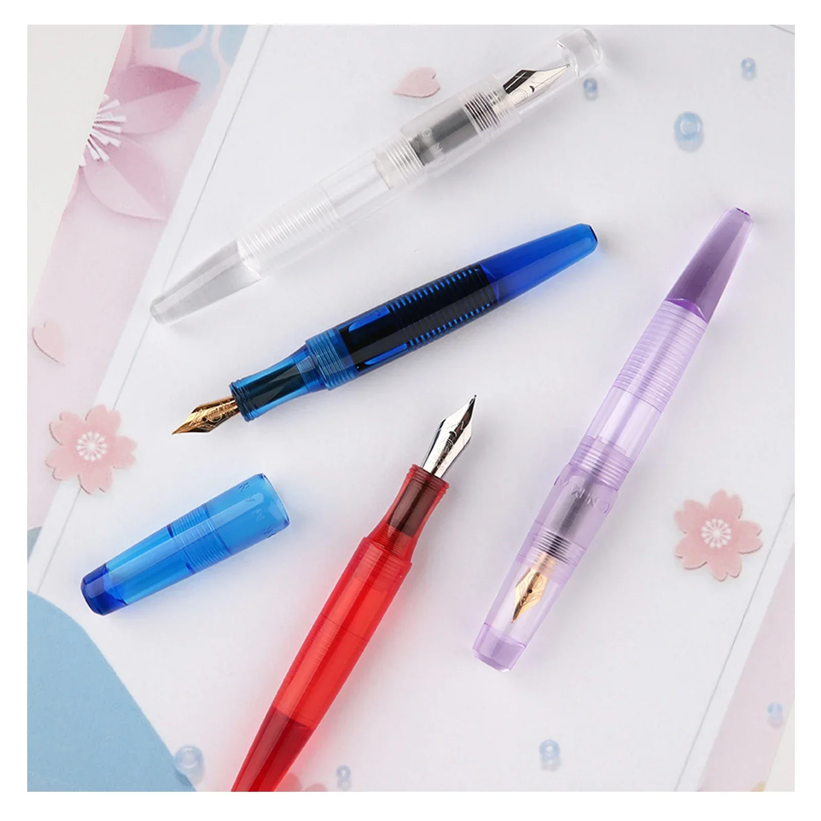 New MAJOHN C2 Transparent Resin Fountain Pen F 0.5mm Nib Smooth Iridium Nibs with Converter Writing Pens Office Stationery