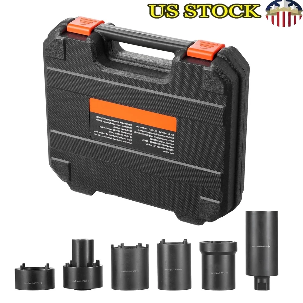 

6-Piece Axle Nut Impact Socket Set 1/2 Inch Drive Durable CR-MO Steel Compatible with Toyota Ford GM Vehicles with Storage Case