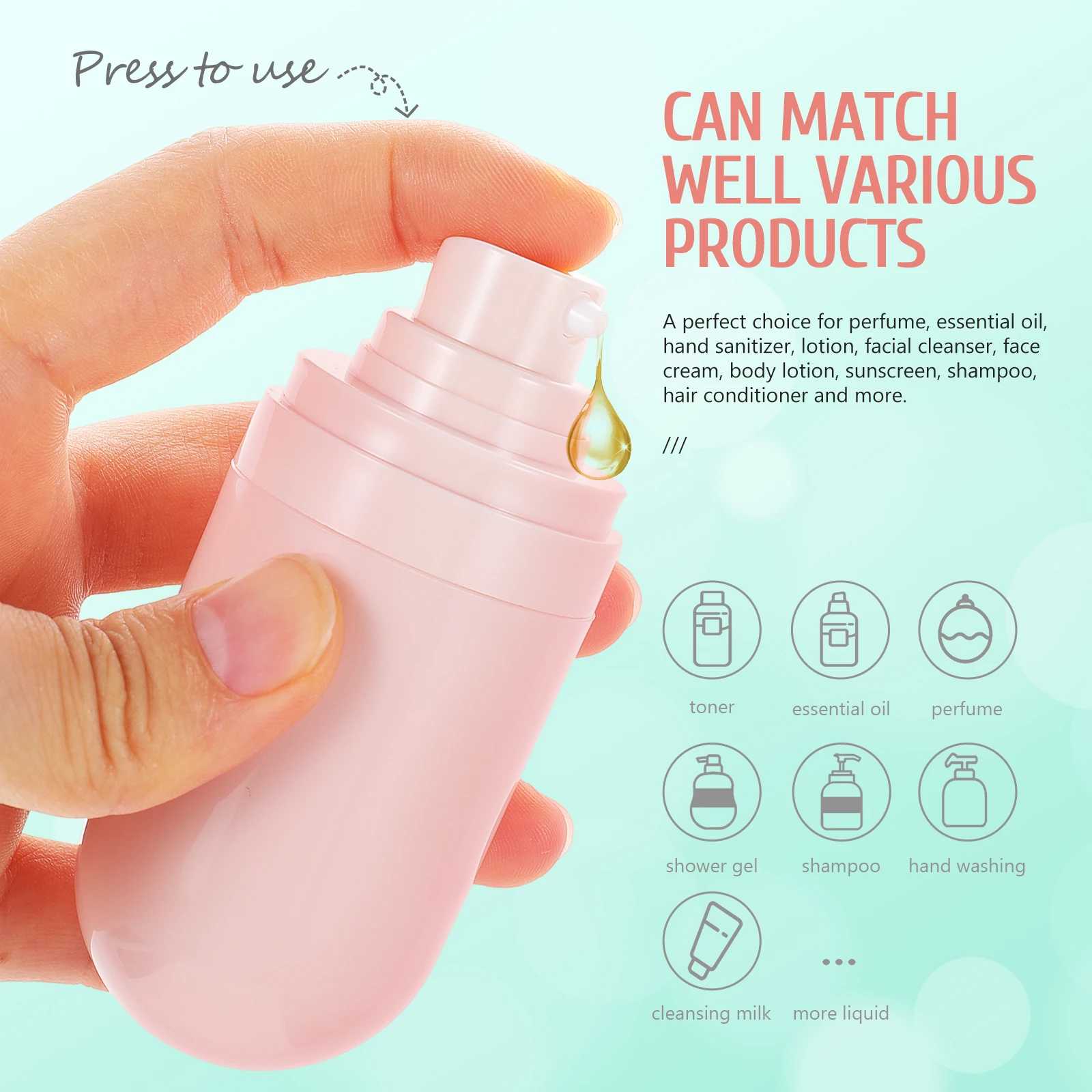 

2 Pcs Emulsion Bottle Small Bottles for Liquid Skincare Vacuum Transparent Press Pumping Travel Leak Proof Empty