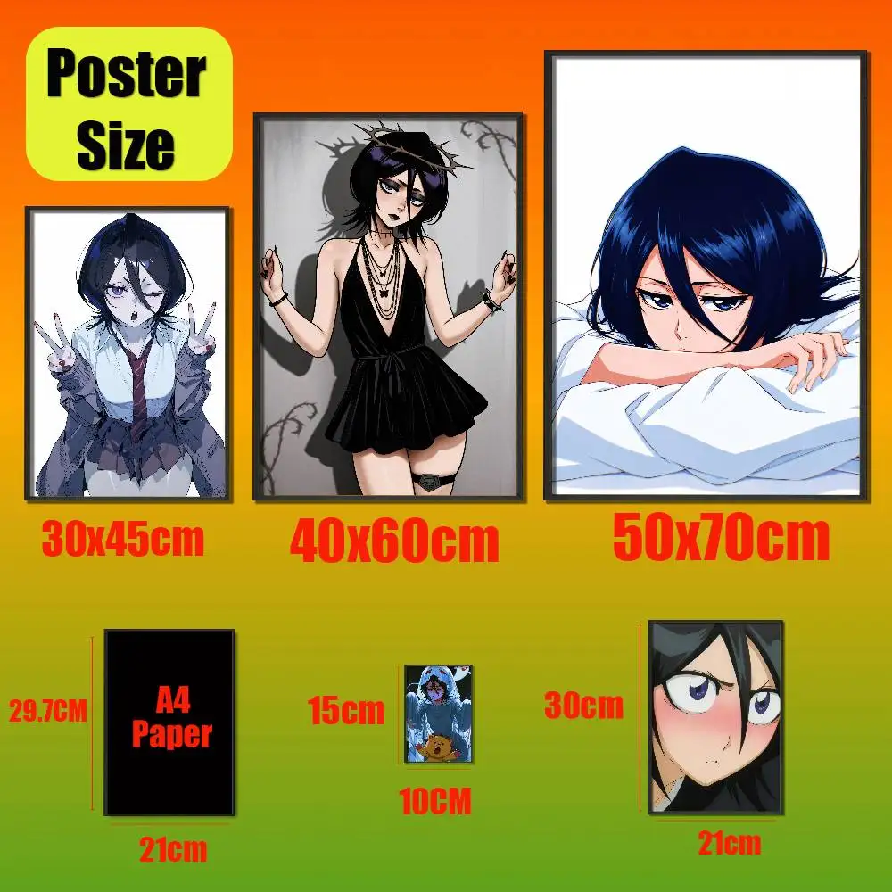 For Rukia Kuchiki B-Bleach Poster Cover Wall Murals Home Custom Self-adhesive Decoration Sticker Playbill Film