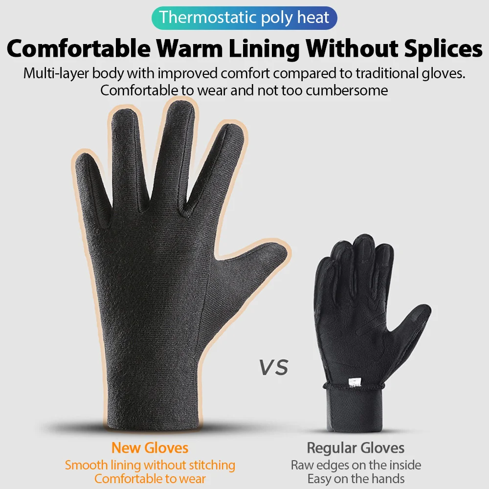 Männer Winter Wasserdichte Radfahren Handschuhe Outdoor Sport Laufen Motorrad Ski Touchscreen Fleece Handschuhe Nicht-slip Warme Volle Finger – Detail 4