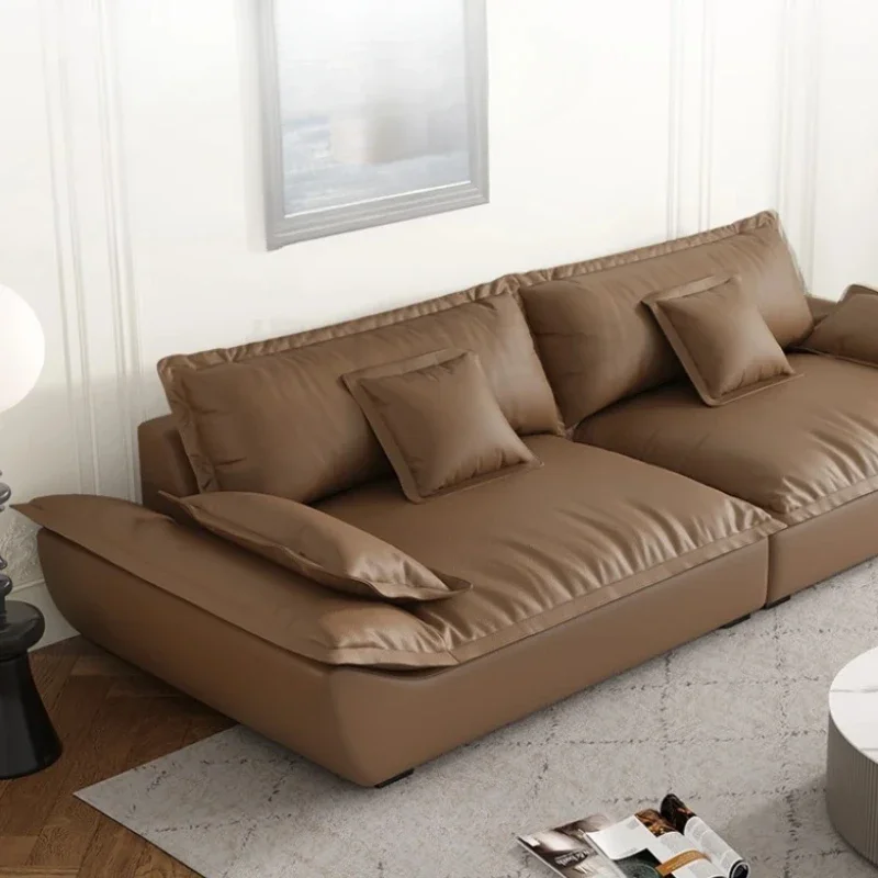 Nordic Designer Simple Sofa Fancy Brown Modular Modern Cozy Sofa Puffs L Shape Lounge Meuble Sofaset Furniture For Living Room