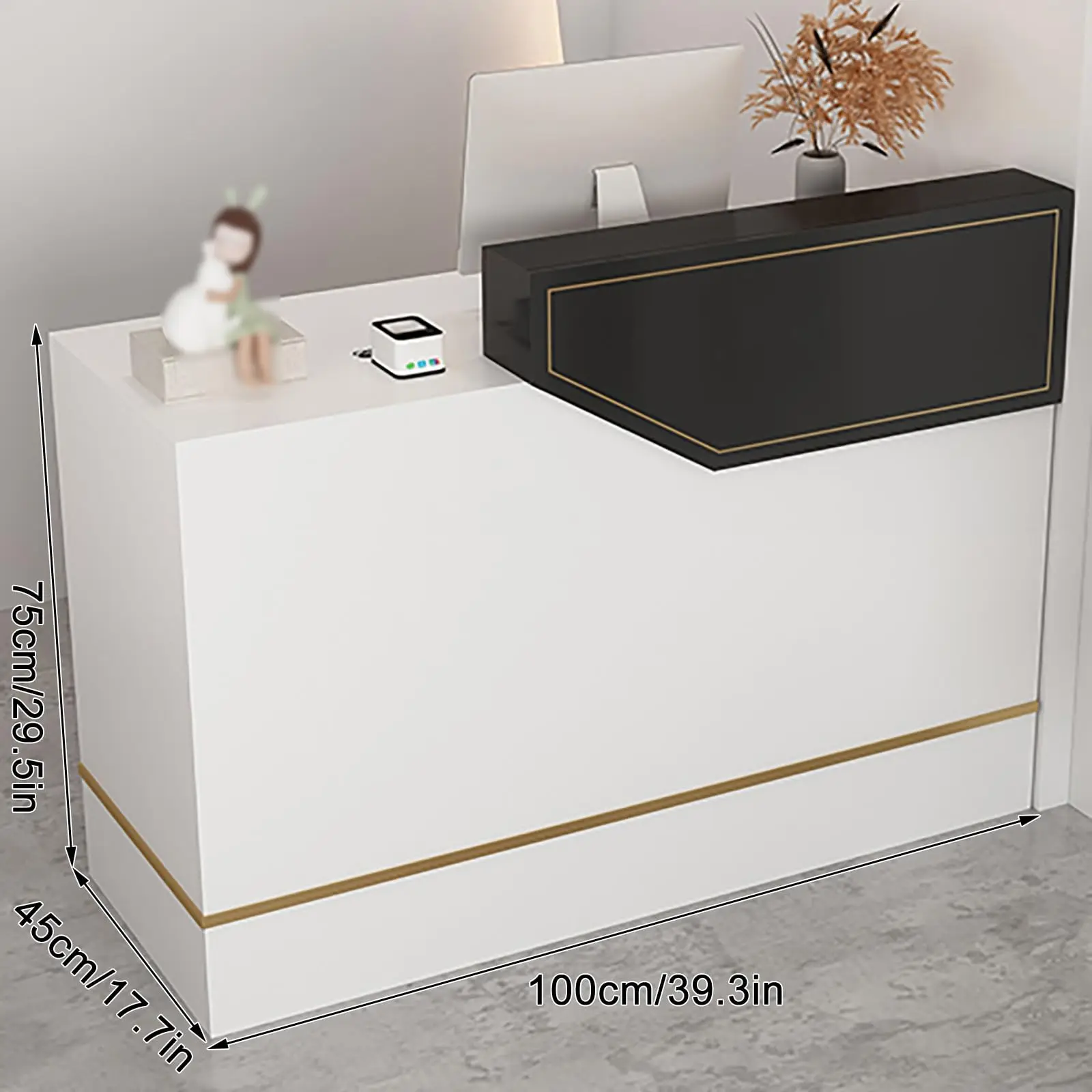 White Wooden Reception Retail Counter Reception Desk Storage Capabilities Small Size Front Desk with Custom Logo