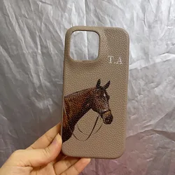 Personalised Customized Name Leather Case For iPhone 16 14 13 12 11 Pro Max Initials Letters kafr saya Cover 13 14 15 Pro Max