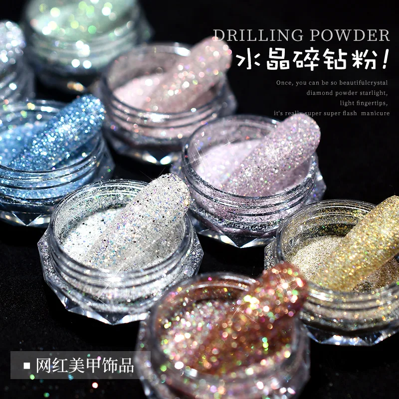 1Pot Sparkle Nail Art Shining Powder 8 Colors Nail Accessories Glitter Powder Polish Manicure Nail Art Decorations Glitter