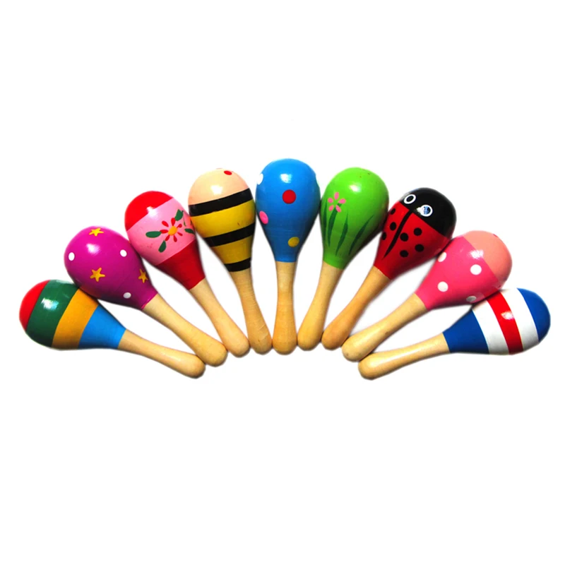 Hochets Maraca en bois pour enfants, Shaker PerSCH, Jouet musical, Faveur, Maracas à partir de 10, 36 mois, 10 pièces