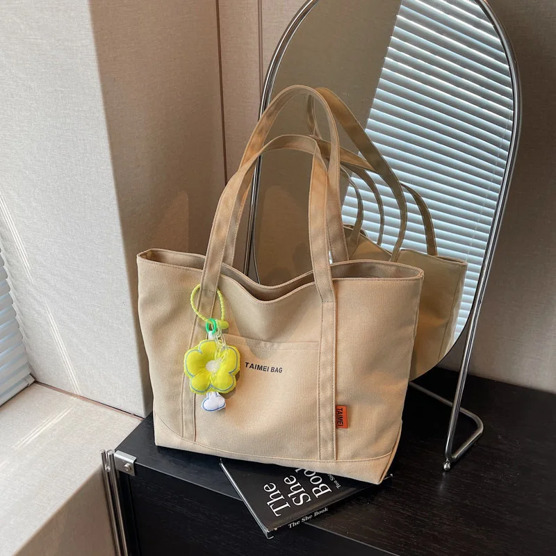 

Women Canvas Shoulder Letter Tote Bag Handbags for Woman New in Japanese Korean Large University Student Shopper Bags Luxury