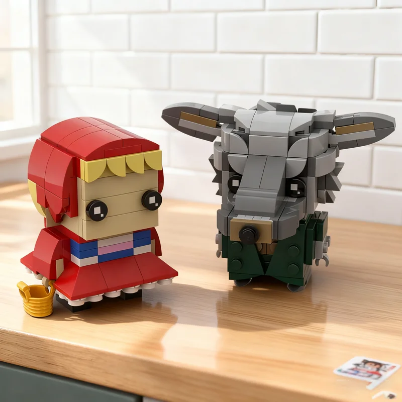 332pcs MOC Big Bad Wolf Little Red Riding Hood BrickHeadz Model Building Blocks Christmas Gifts Craft Art Creative Collection