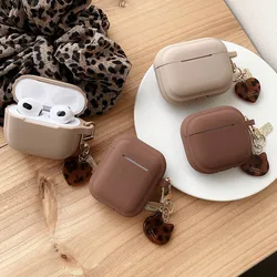 Cute Leopard Cat Love Pendant Coffee Milk Tea Color Earphone Case For AirPods 2 3 4 Pro 2 Silicone Cover For AirPods Pro 3 2025