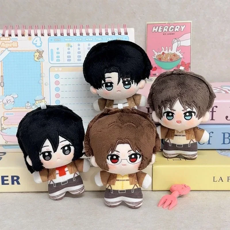 10cm Attack on Titan Eren Levi Mikasa Hange Plush Pendant Cute Chibi Stuffed Figure Collectible For Anime Fans Xmas Gift