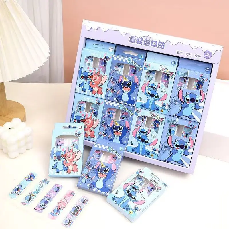 

24Pcs Disney Lilo & Stitch Bandaids Anime Cartoon Angel Waterproof Wear-resistant Breathable Finger Sticker Nursing Tools Gifts