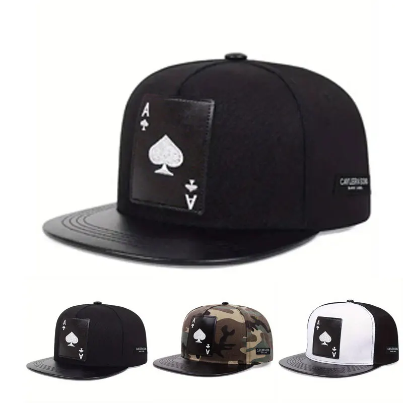 

Pu Leather Playing Card Peach Heart K Embroidery Hip-hop Hats Outdoor Adjustable Casual Baseball Caps Sunscreen Hat Hip-Hop Caps