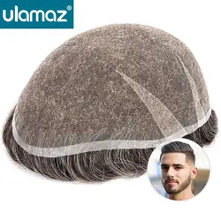 Premier Swiss Lace Toupee Ultra Delicado AIR-Lace Prótesis de cabello masculino 80% Densidad Peluca de hombre Unidad de sistema de cabello de encaje completo Peluca para hombre