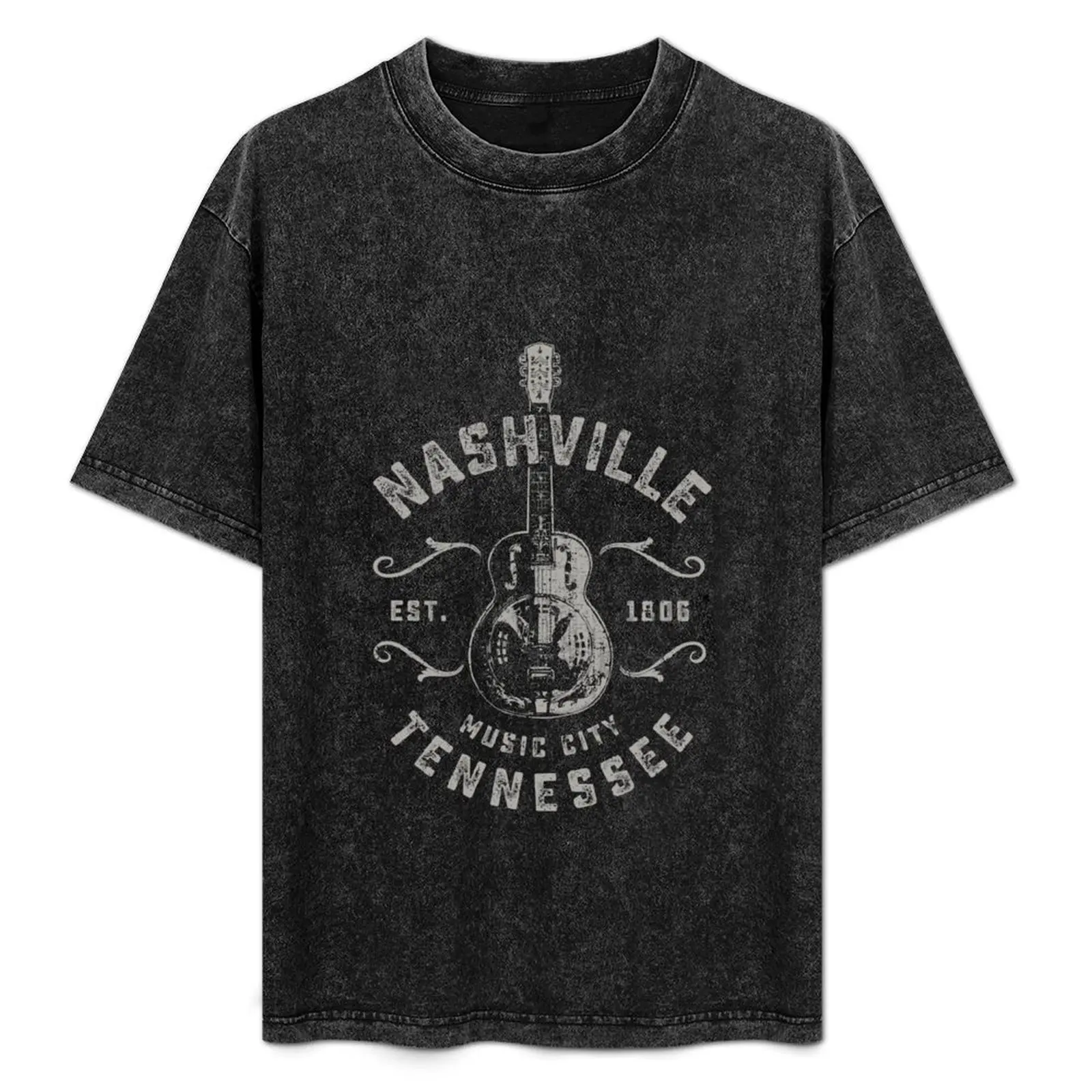 

Nashville Music City Usa Vintage T-Shirt Active Sports Short Sleeve Cotton Shirt