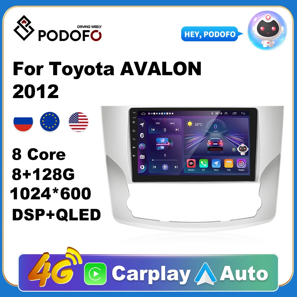 

Podofo Wireless CarPlay Andorid Auto Car Radio For Toyota AVALON 2011-2012 AI Voice Multimedia GPS 2din autoradio