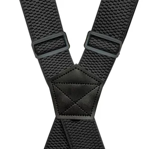 Male suspenders for heavy work, X -shaped width with 4 rotary hooks, adjustable elastic motorcyclist, snowboard suspenders, 3.5 cm width 6 Main Men's Suspendent Sales - №1