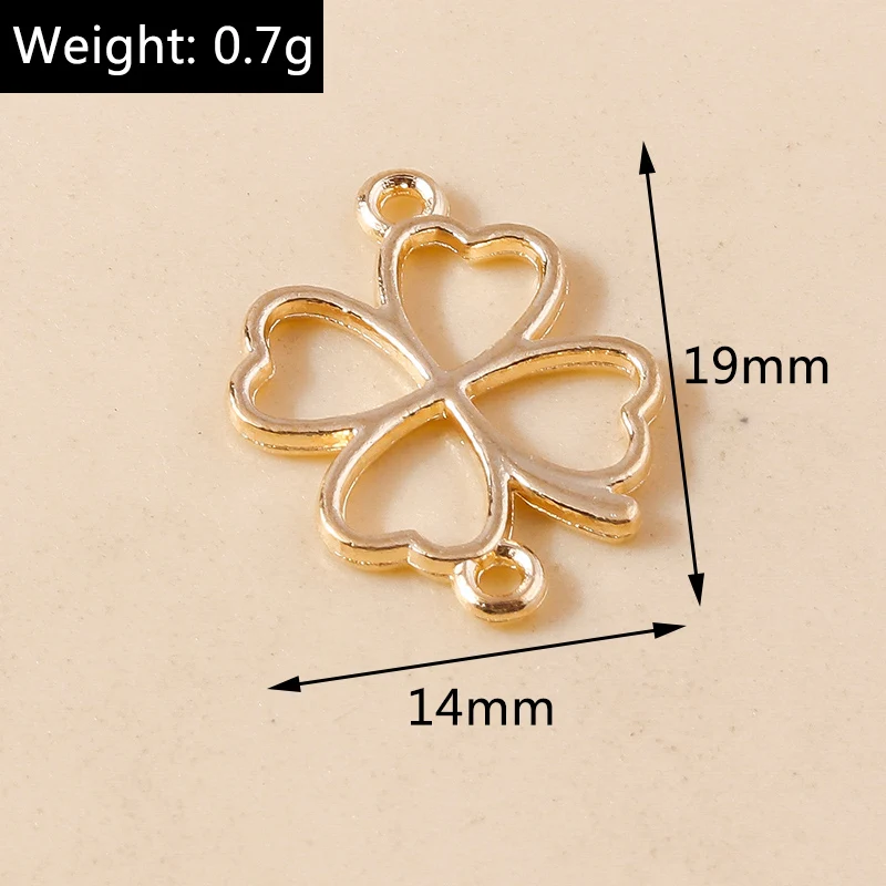 Leslie 50pcs Flower Charms Lucky Irish Four Leaf Clover Gold Silver Color Pendants Antique Jewelry Making DIY Handmade Craft