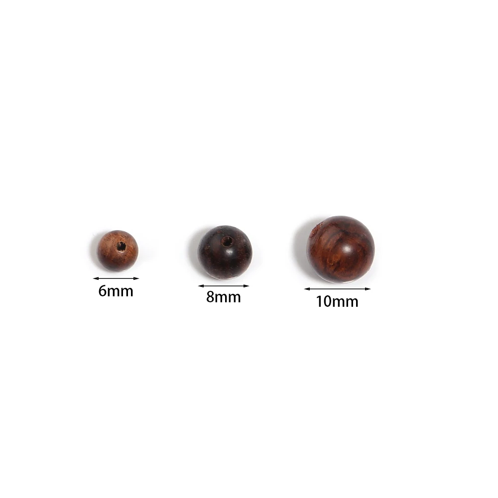 30-100pcs 6/8/10mm Natural Wooden Bead Black Rosewood Round Spacer Beads for DIY Jewelry Making Bracelet Necklace Accessories