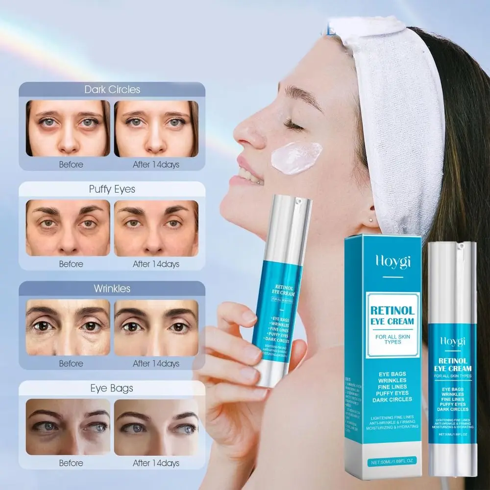 

50ML Hot Dark Circles Retinol Under Eye Cream Fade Wrinkles Fine Lines Skin Care Treatment Eye Cream for Women and Men